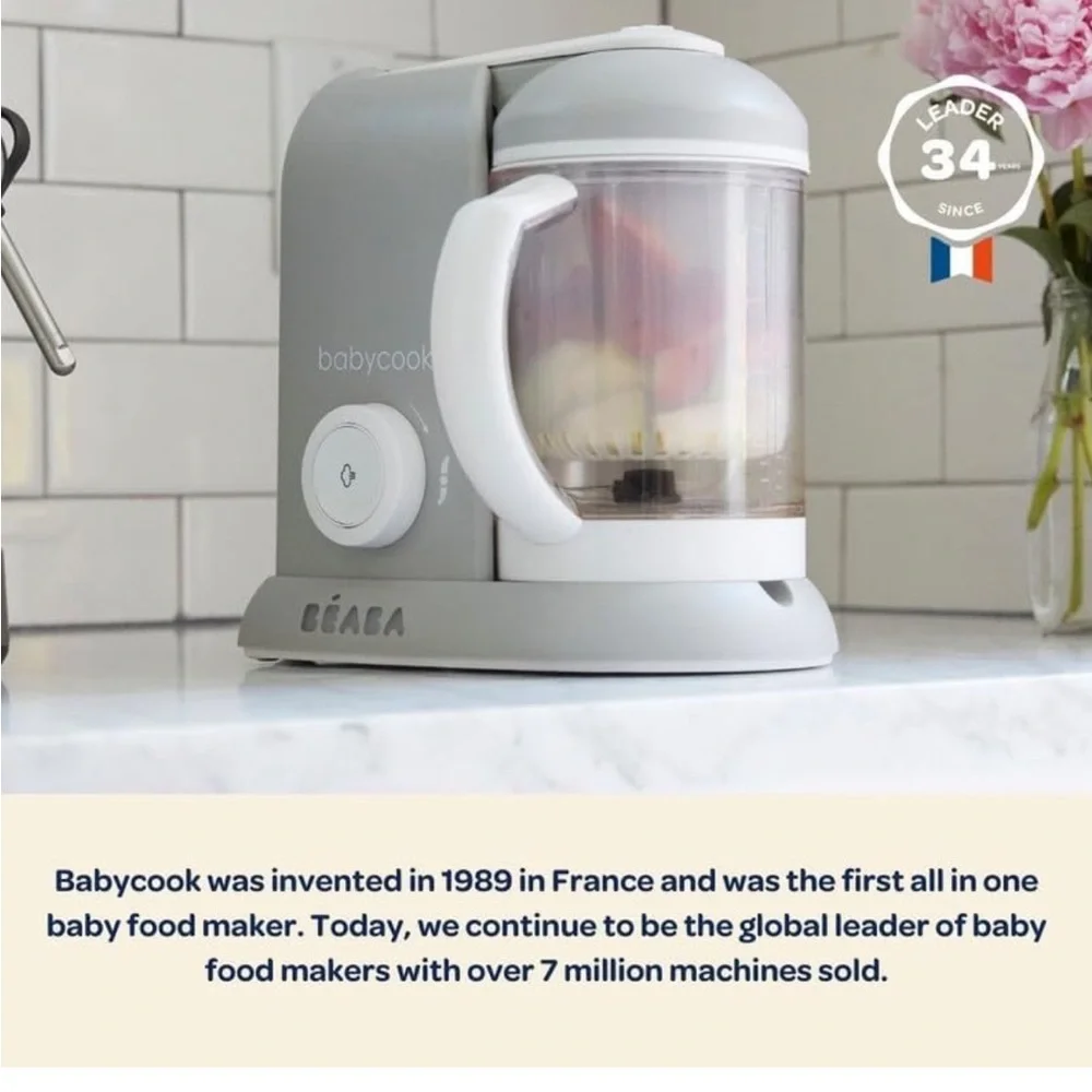 BEABA Babycook Solo 4 in 1 Baby Food‎ Maker, Baby Food Processor, Steam Cook,